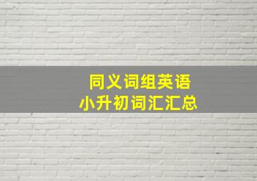 同义词组英语小升初词汇汇总