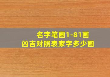 名字笔画1-81画凶吉对照表家字多少画