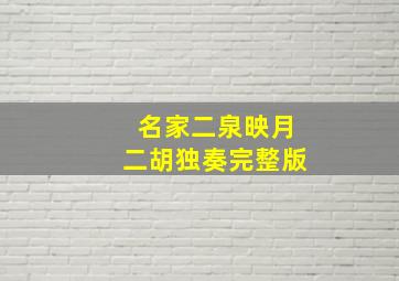 名家二泉映月二胡独奏完整版