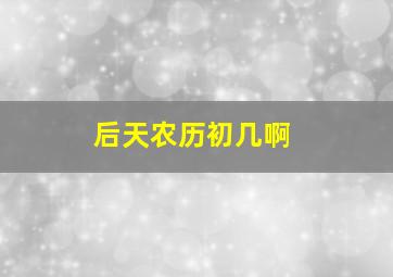 后天农历初几啊