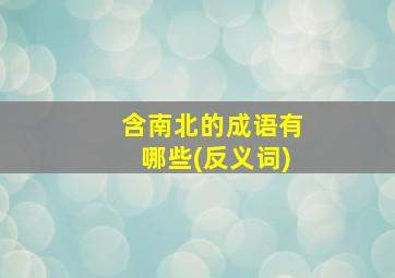 含南北的成语有哪些(反义词)