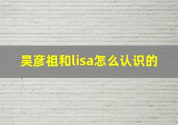 吴彦祖和lisa怎么认识的