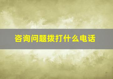 咨询问题拨打什么电话