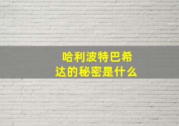 哈利波特巴希达的秘密是什么