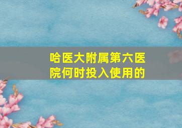 哈医大附属第六医院何时投入使用的