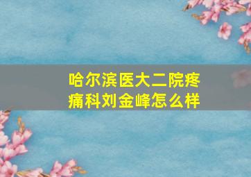 哈尔滨医大二院疼痛科刘金峰怎么样