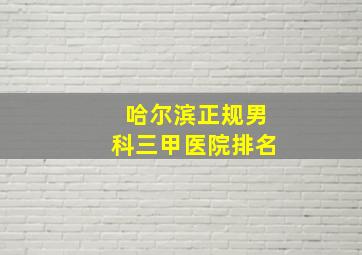 哈尔滨正规男科三甲医院排名