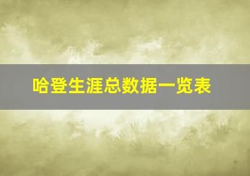 哈登生涯总数据一览表