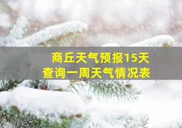 商丘天气预报15天查询一周天气情况表