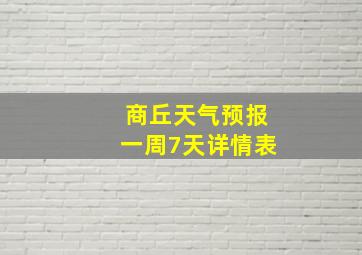 商丘天气预报一周7天详情表