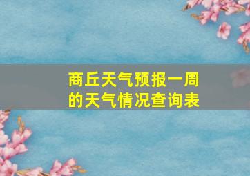 商丘天气预报一周的天气情况查询表