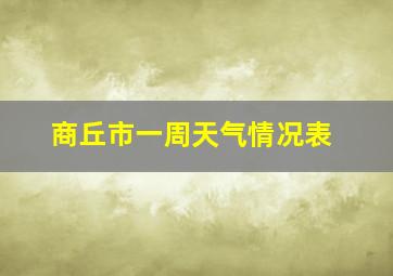 商丘市一周天气情况表