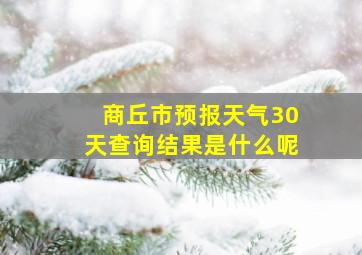 商丘市预报天气30天查询结果是什么呢