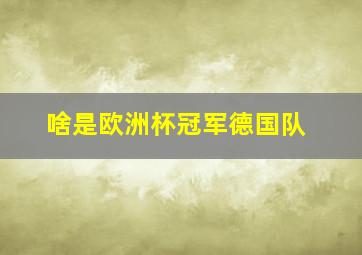 啥是欧洲杯冠军德国队