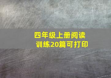 四年级上册阅读训练20篇可打印