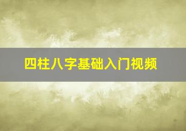 四柱八字基础入门视频