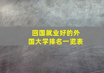 回国就业好的外国大学排名一览表