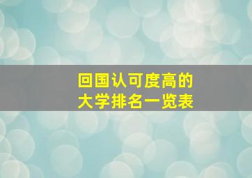 回国认可度高的大学排名一览表