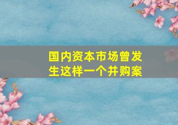 国内资本市场曾发生这样一个并购案