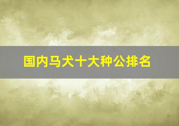 国内马犬十大种公排名