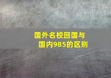 国外名校回国与国内985的区别