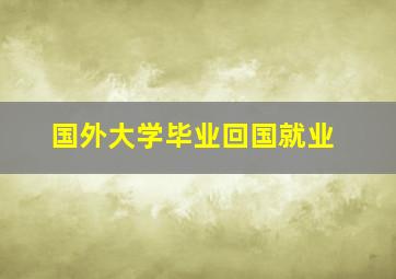 国外大学毕业回国就业