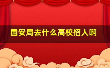 国安局去什么高校招人啊