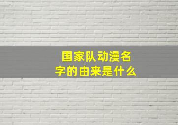 国家队动漫名字的由来是什么