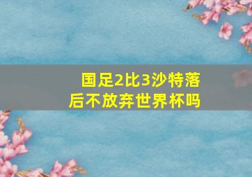 国足2比3沙特落后不放弃世界杯吗