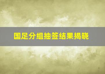 国足分组抽签结果揭晓