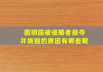 圆明园被侵略者掠夺并烧毁的原因有哪些呢