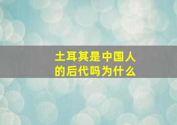 土耳其是中国人的后代吗为什么