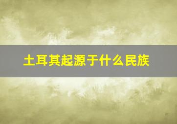 土耳其起源于什么民族