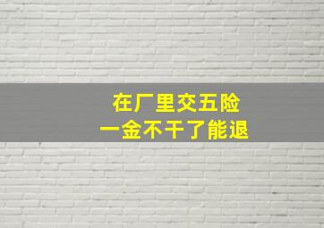 在厂里交五险一金不干了能退