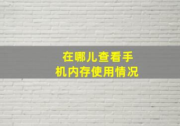 在哪儿查看手机内存使用情况