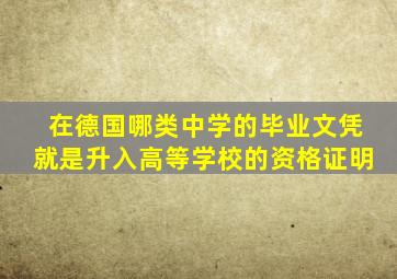 在德国哪类中学的毕业文凭就是升入高等学校的资格证明