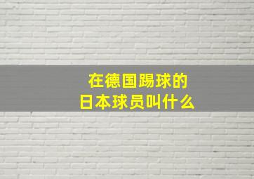 在德国踢球的日本球员叫什么