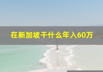 在新加坡干什么年入60万