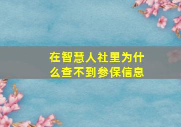 在智慧人社里为什么查不到参保信息