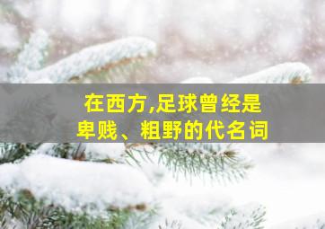 在西方,足球曾经是卑贱、粗野的代名词