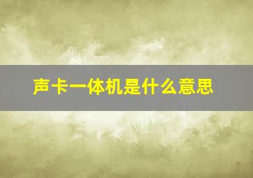 声卡一体机是什么意思