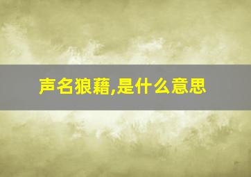 声名狼藉,是什么意思