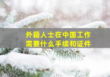 外籍人士在中国工作需要什么手续和证件