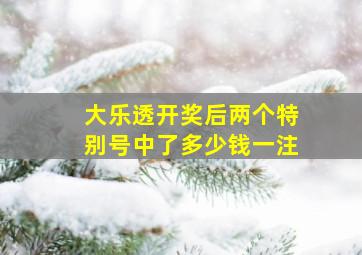 大乐透开奖后两个特别号中了多少钱一注