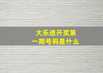 大乐透开奖第一期号码是什么