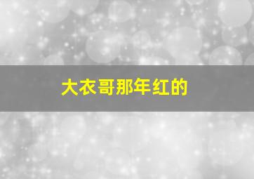 大衣哥那年红的