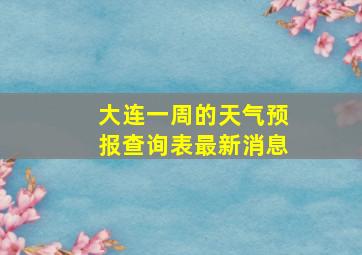 大连一周的天气预报查询表最新消息