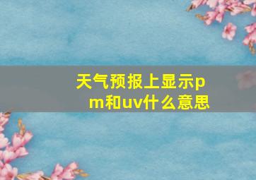 天气预报上显示pm和uv什么意思