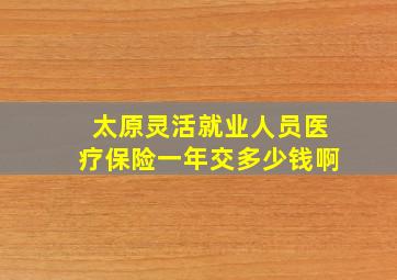 太原灵活就业人员医疗保险一年交多少钱啊