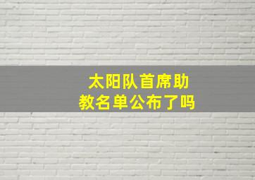 太阳队首席助教名单公布了吗